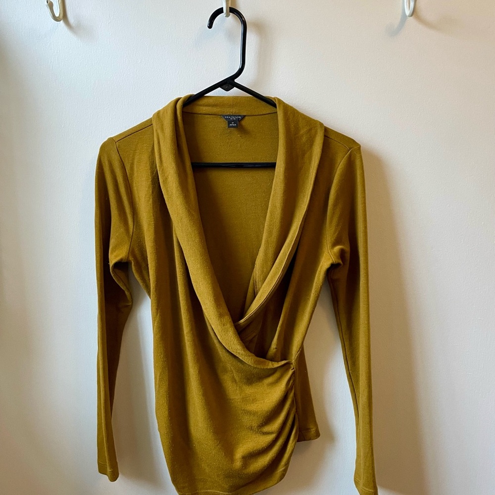 Ann Taylor Mustard V-Neck Sweater